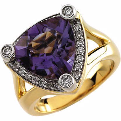 65544:60001:P 14kt Yellow Gold Plated Amethyst & 1/3 CTW Diamond Ring