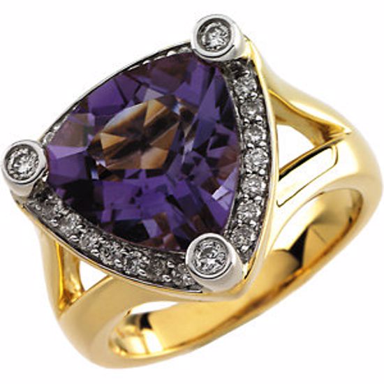 65544:60001:P 14kt Yellow Gold Plated Amethyst & 1/3 CTW Diamond Ring