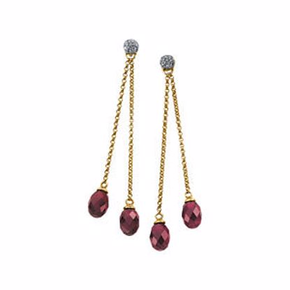 65543:60001:P 14kt Yellow Brazilian Garnet & 1/8 CTW Diamond Earrings