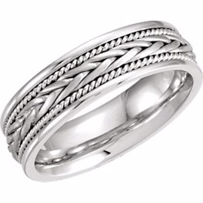 50635:40053:P Platinum 6.75mm Hand-Woven Band Size 12