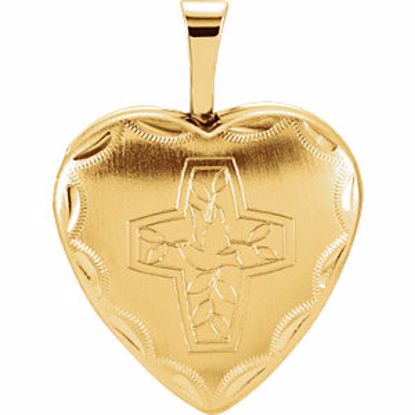 R41628:60002:P 14kt Yellow 16.25x15.75mm Cross & Dove Heart Locket