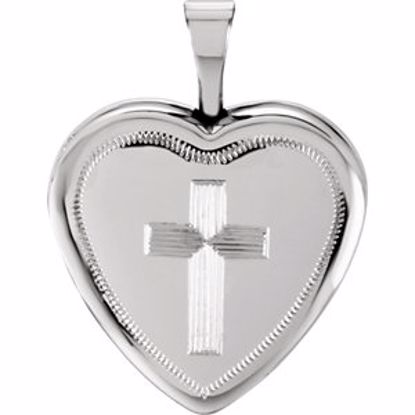 R41629:60001:P Sterling Silver 16x15.75mm Cross Heart Locket 