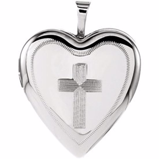 R41629:60002:P Sterling Silver 20.75x19.25mm Cross Heart Locket 