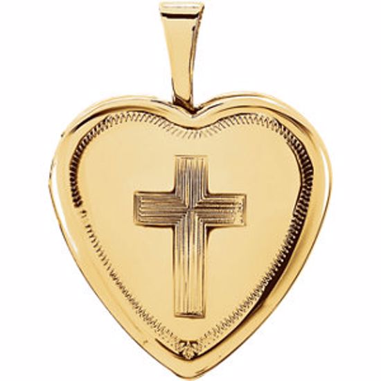 R41629:60003:P 14kt Yellow 16x15.75mm Cross Heart Locket 