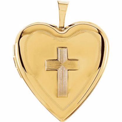 R41629:60004:P 14kt Yellow 20.75x19.25mm Cross Heart Locket 