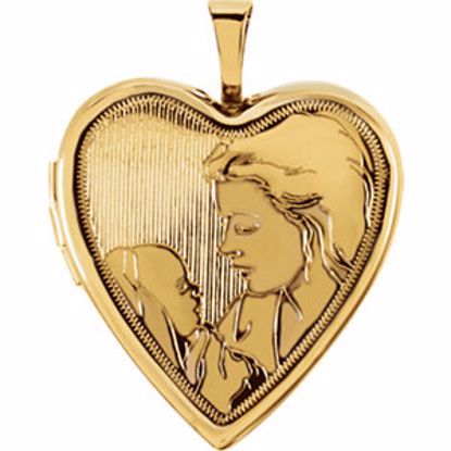 R41630:60002:P 14kt Yellow 20.75x19.25mm Child & Mother Heart Locket