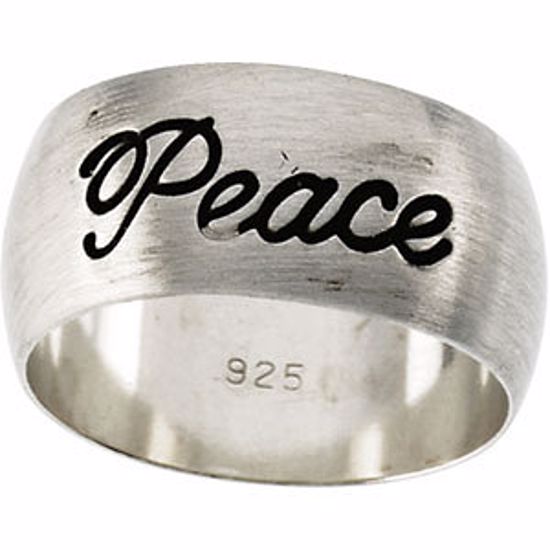 R43020:60001:P Sterling Silver Sterling Silver Antiqued Peace Ring Size 4