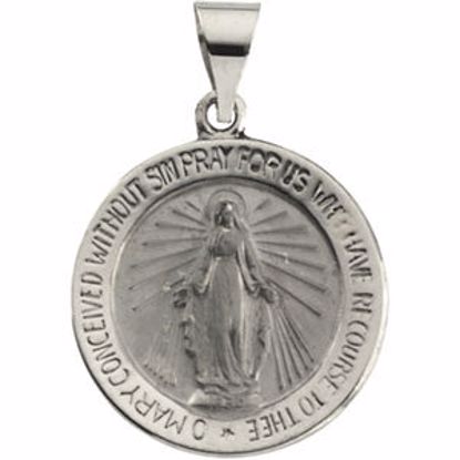 R41623:60001:P 14kt White 18.25mm Hollow Round Miraculous Medal