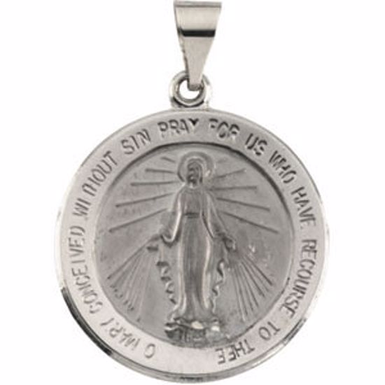 R41623:60003:P 14kt White 22.25mm Hollow Round Miraculous Medal