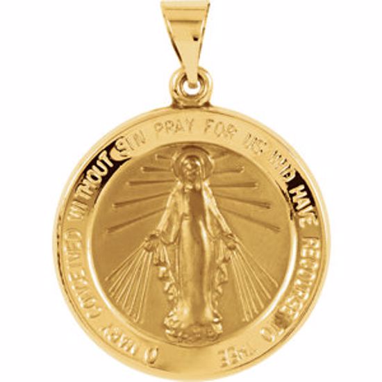 R41623:60004:P 14kt Yellow 22.25mm Hollow Round Miraculous Medal