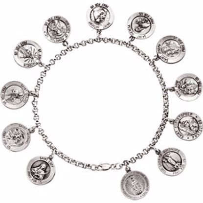 R41962:60001:P Sterling Silver Saints 7.5" Bracelet