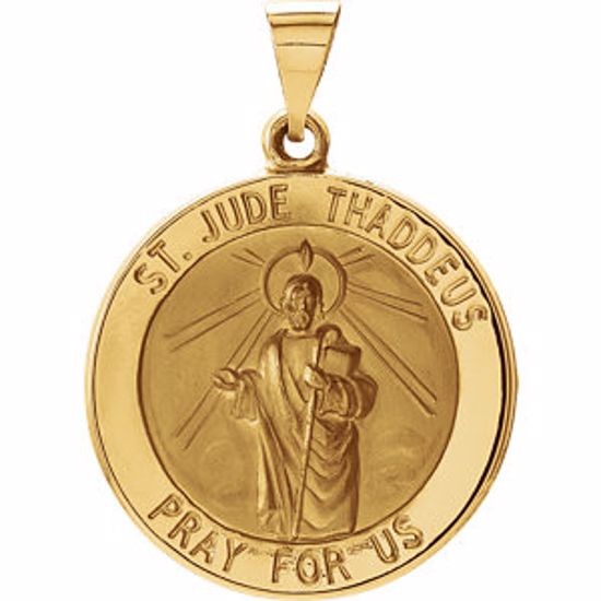 R41624:60004:P 14kt Yellow 22.25mm Hollow Round St. Jude Medal