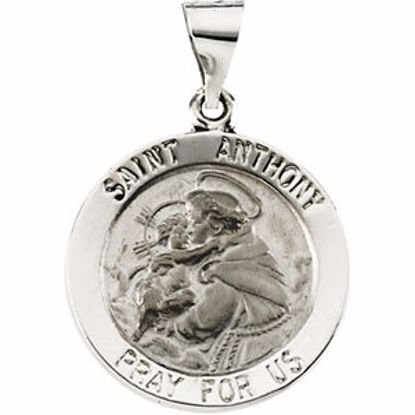 R41625:60001:P 14kt White 18.25mm Hollow Round St. Anthony Medal