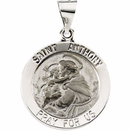 R41625:60001:P 14kt White 18.25mm Hollow Round St. Anthony Medal