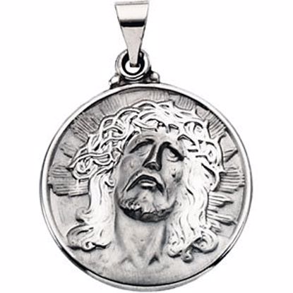 R41603:60001:P 14kt White 23.25x23.5mm Hollow Face of Jesus (Ecce Homo) Pendant