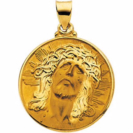 R41603:60002:P 14kt Yellow 23.25x23.5mm Hollow Face of Jesus (Ecce Homo) Pendant