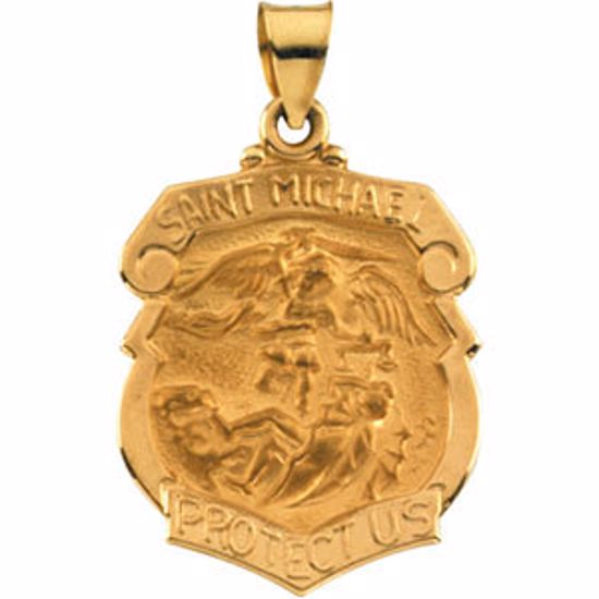 R41604:60002:P 14kt Yellow 25x21.5mm Hollow St. Michael Medal