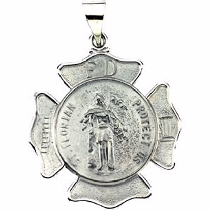 R41605:60001:P 14kt White 25.25x25.25mm Hollow St. Florian Medal