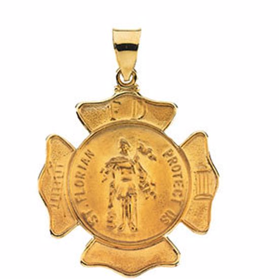 R41605:60002:P 14kt Yellow 25.25x25.25mm Hollow St. Florian Medal