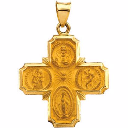 R41607:60002:P 14kt Yellow 25x24.25mm Hollow Four-Way Cross Medal