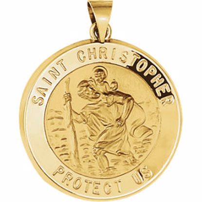 R41608:60006:P 14kt Yellow 25.5mm Hollow Round St. Christopher Medal