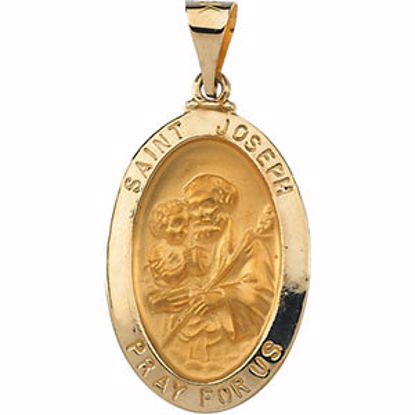 R41610:60002:P 14kt Yellow 23.25x16mm Hollow Oval St. Joseph Medal