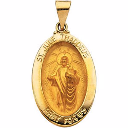 R41612:60001:P 14kt Yellow 23.25x16mm Hollow Oval St. Jude Medal
