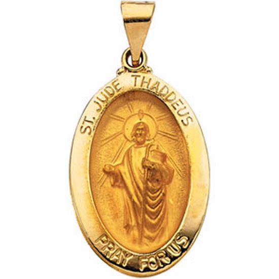 R41612:60001:P 14kt Yellow 23.25x16mm Hollow Oval St. Jude Medal