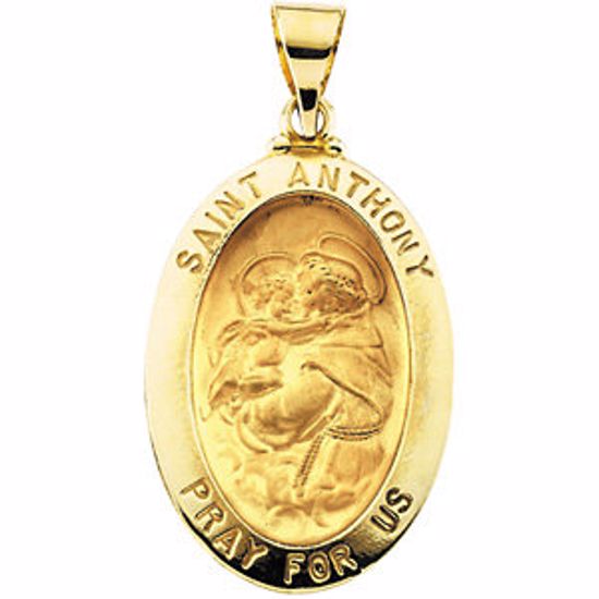 R41613:60002:P 14kt Yellow 23x16mm Hollow Oval St. Anthony Medal