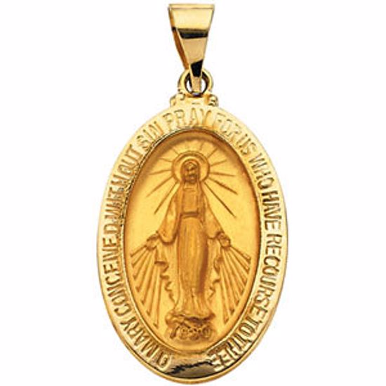 R41616:60002:P 14kt Yellow 23x16mm Hollow Miraculous Medal