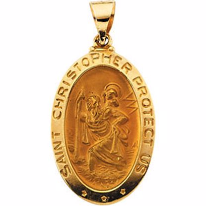 R41617:60002:P 14kt Yellow 23.5x16mm Oval St. Christopher Hollow Medal