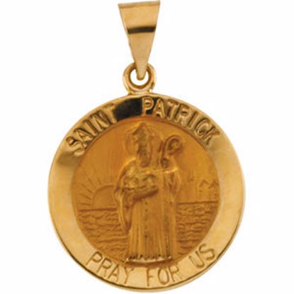 R41619:60002:P 14kt Yellow 18mm Hollow Round St. Patrick Medal