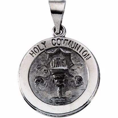 R41621:60001:P 14kt White 18.5mm Hollow Holy Communion Medal