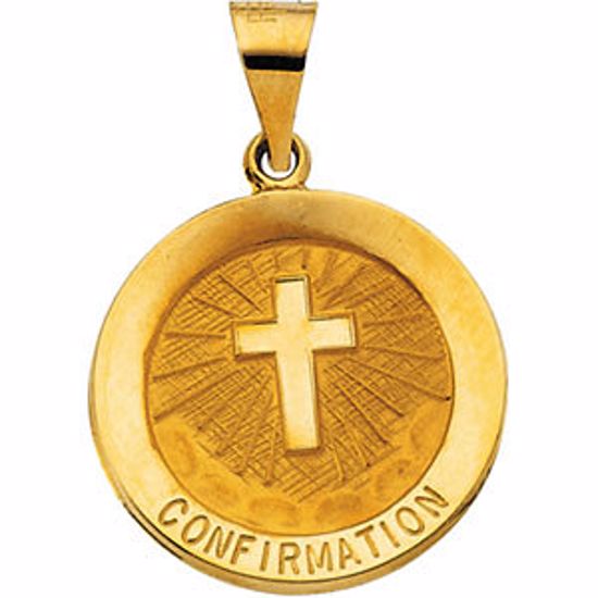 R41622:60002:P 14kt Yellow 18.25mm Hollow Confirmation Medal