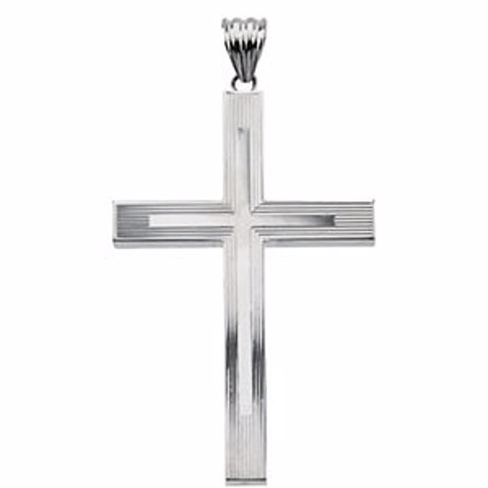 R42098:60002:P Sterling Silver 57.5x38.5mm Hollow Cross Pendant