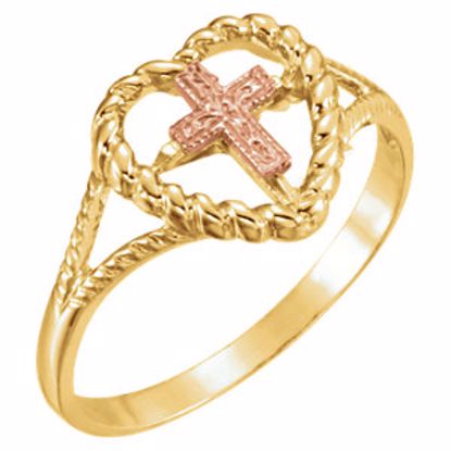 R43025:60001:P Heart Ring with Cross