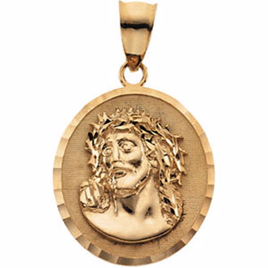 R41645:60003:P 14kt Yellow 25x23mm Face of Jesus (ECCE HOMO) Pendant