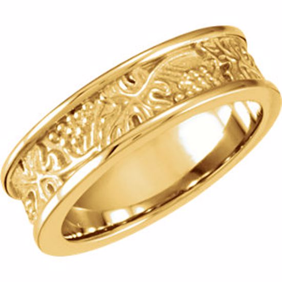 50714:100001:P 14kt Yellow 6mm Leaf Design Band Size 6