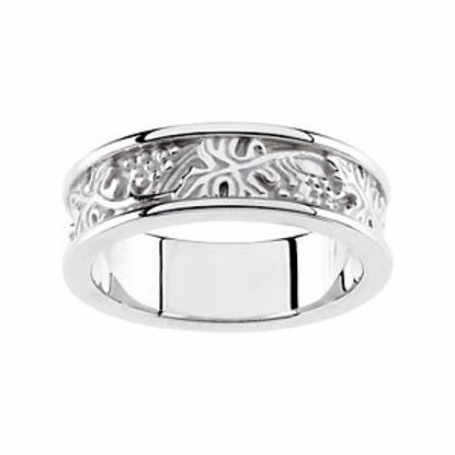 50714:100002:P 14kt White 6mm Leaf Design Band Size 6