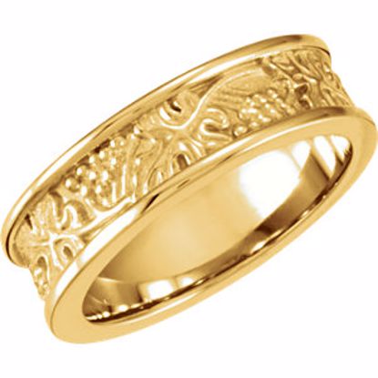 50714:100007:P 14kt Yellow 6mm Leaf Design Band Size 7