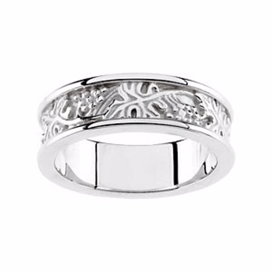 50714:100008:P 14kt White 6mm Leaf Design Band Size 7