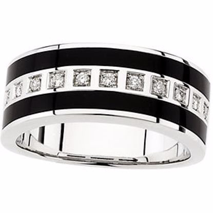 65517:60001:P 14kt White Onyx & 1/5 CTW Diamond Ring Size 11