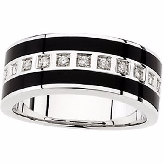 65517:60001:P 14kt White Onyx & 1/5 CTW Diamond Ring Size 11