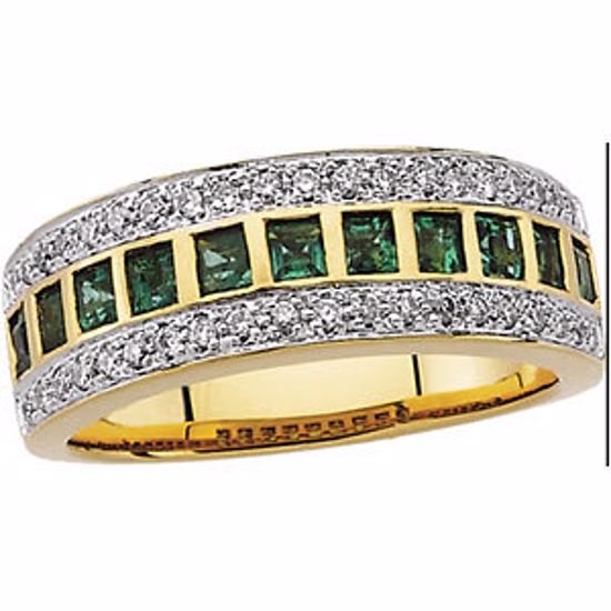 65646:60001:P 14kt Two-Tone Emerald & 1/5 CTW Diamond Anniversary Band