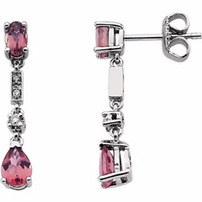 64274:1005250:P 14kt White .07 CTW Diamond & Pink Tourmaline Earrings