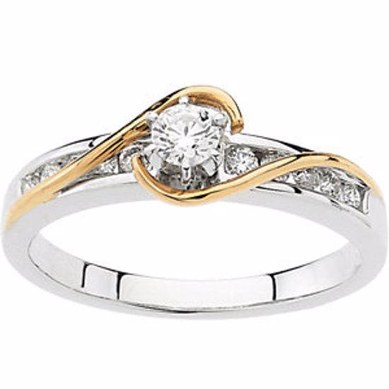 65558:60001:P 14kt White & Yellow 3.4mm Round Engagement Ring Mounting