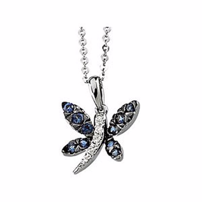 65689:60001:P Genuine Blue Sapphire & Diamond Necklace