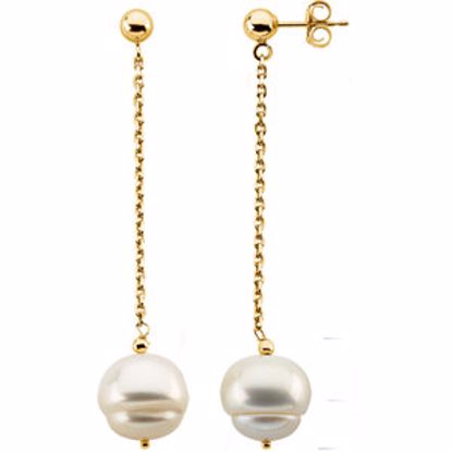 65763:60001:P 14kt Yellow 9-11mm Freshwater Cultured Pearl Dangle Earrings