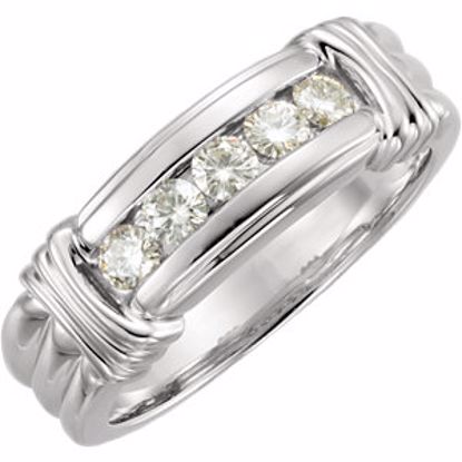 65709:60001:P 14kt White Men's Created Moissanite Band