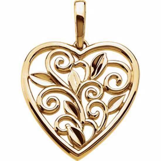 83652:100001:P Scroll & Leaf Design Filigree Heart Pendant